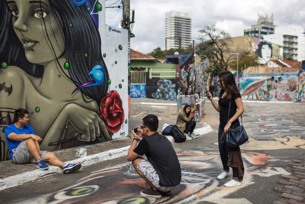 A mural on street art-lined Beco do BatmanA mural on street art-lined Beco do Batman