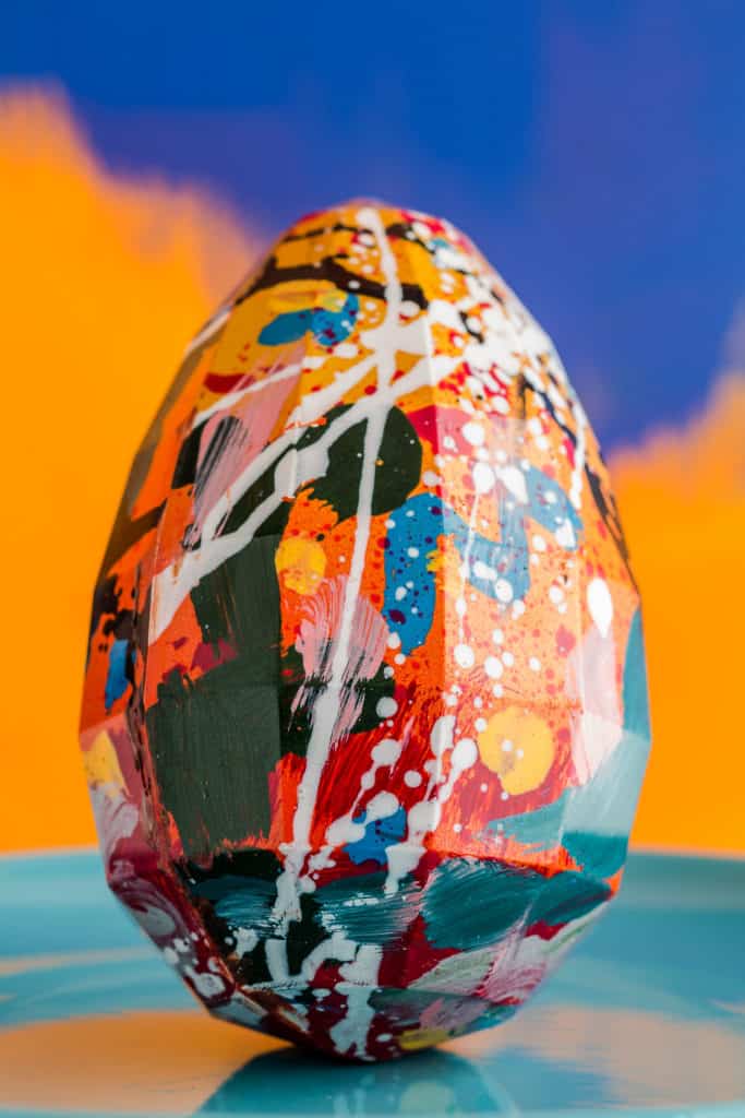 A very colorful chocolate egg