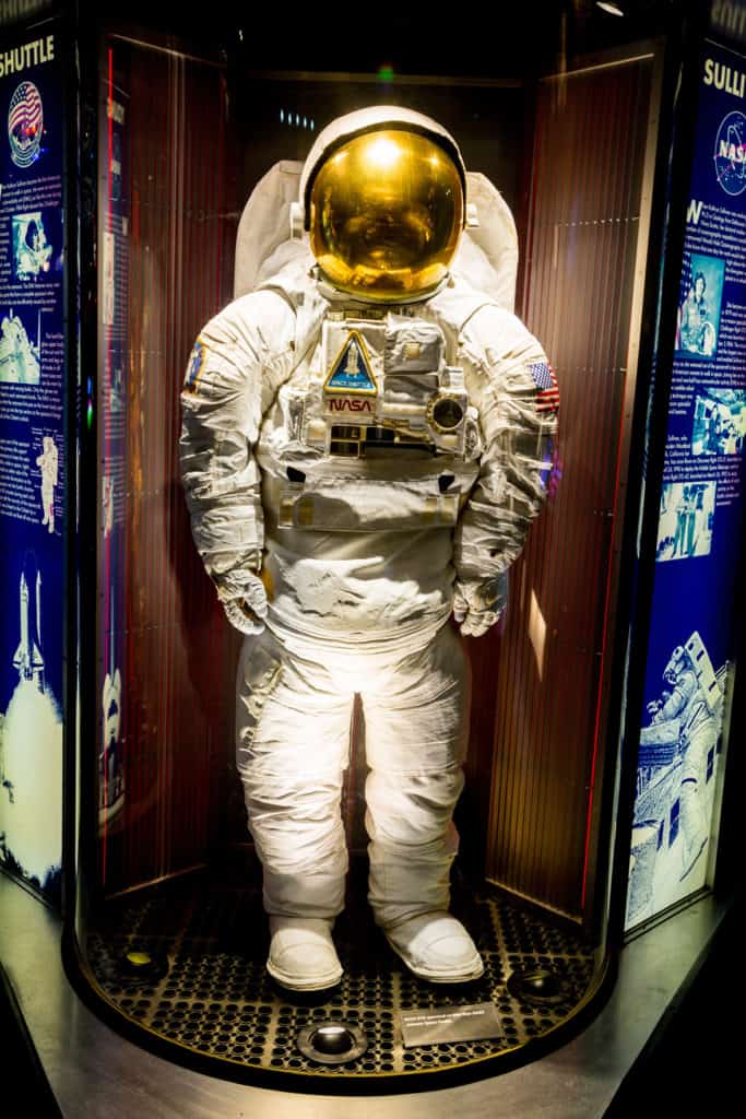 An Extravehicular Mobility Unit suit at Space Center Houston