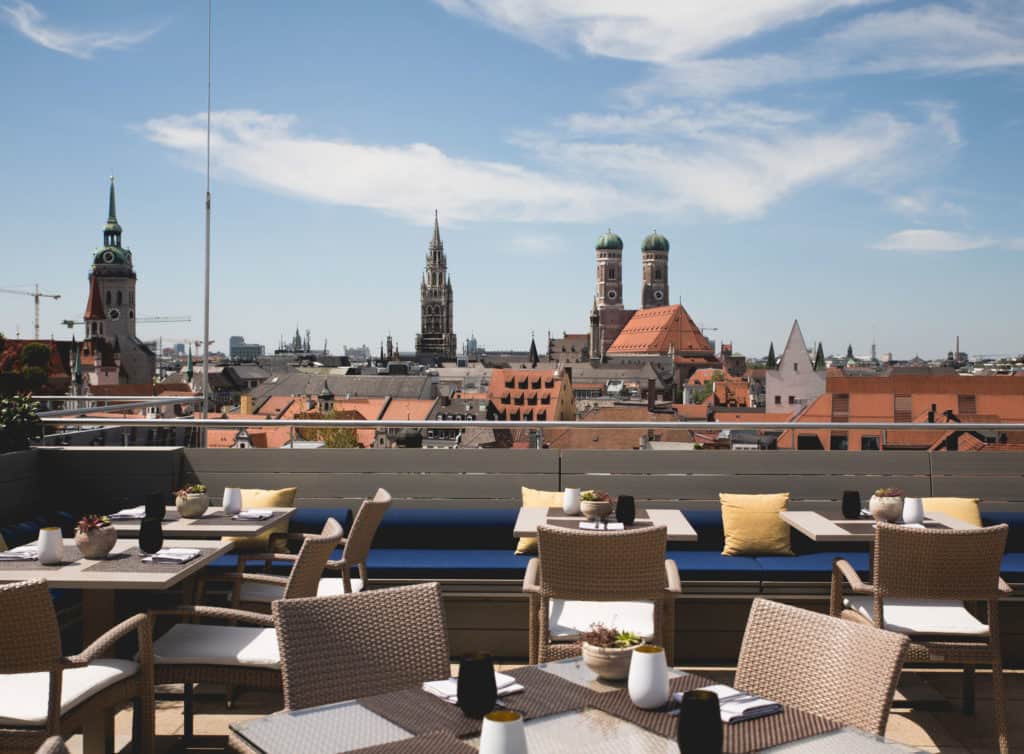 The view from the rooftop at the Mandarin Oriental in Munich