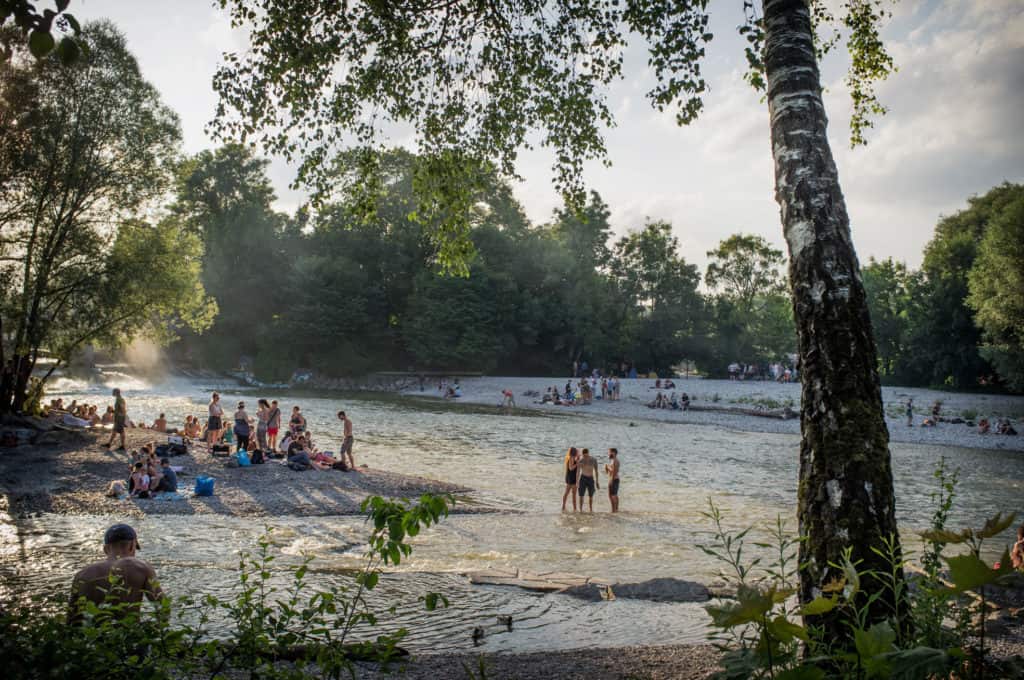 Sunbathers by the Isar River