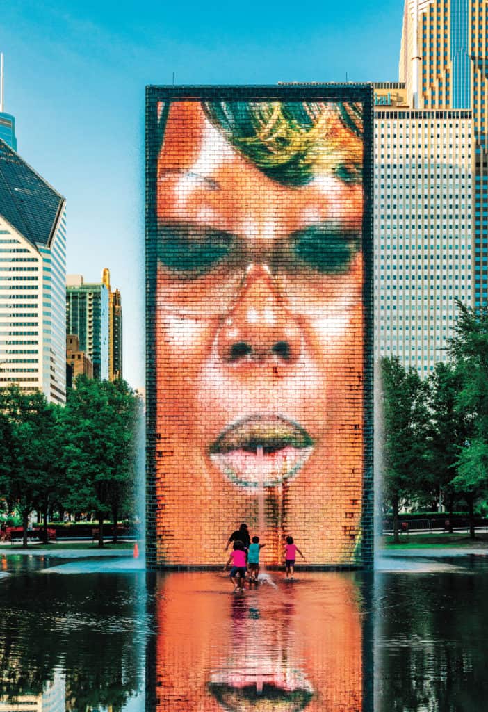 An arty fountain in Chicago's Millennium Park