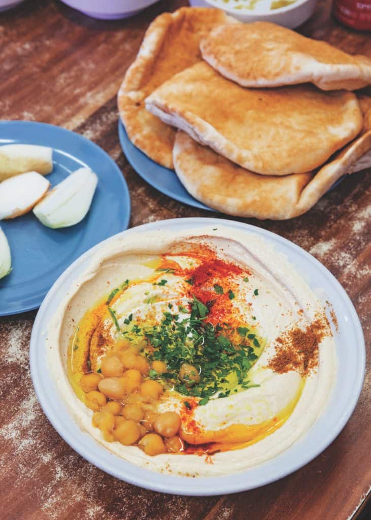 A plate of hummus in Tel Aviv
