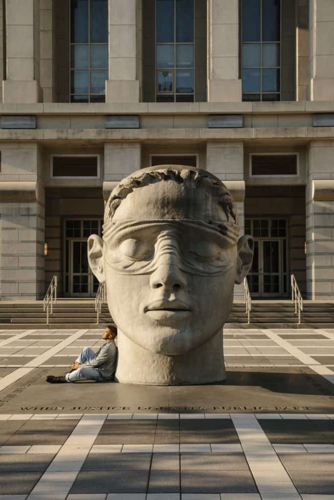 A sculpture at the Newark Government Center