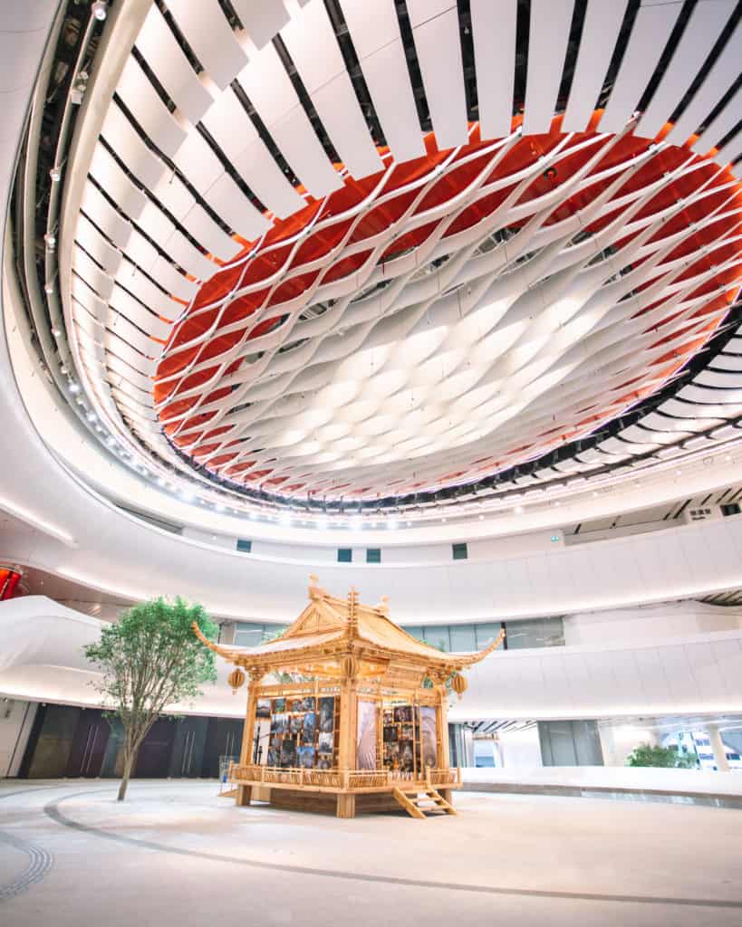 An atrium at the Xiqu Centre in Hong Kong
