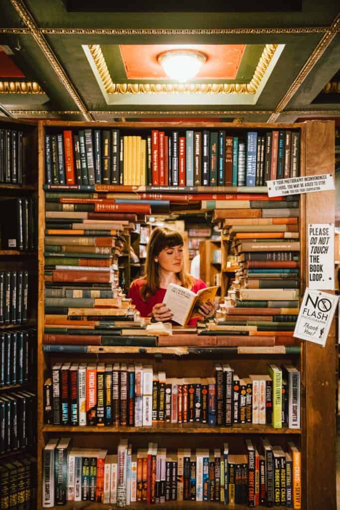 The Instagram-friendly stacks at The Last Bookstore