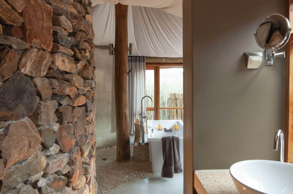 A bathroom in a safari lodge