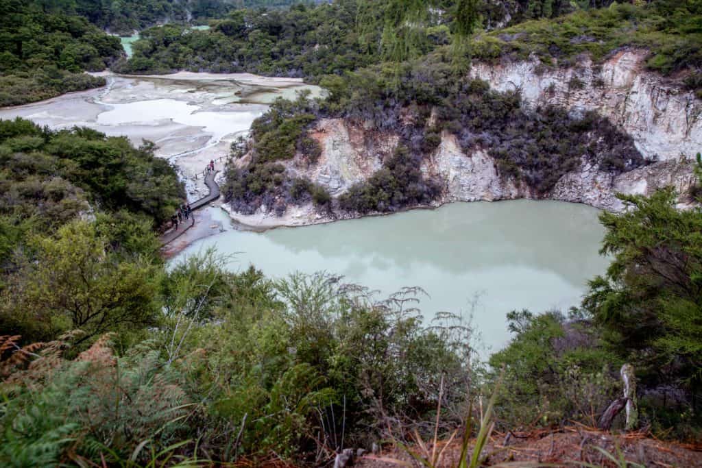 The colorful waters at Wai-O-Tapu Thermal Wonderland