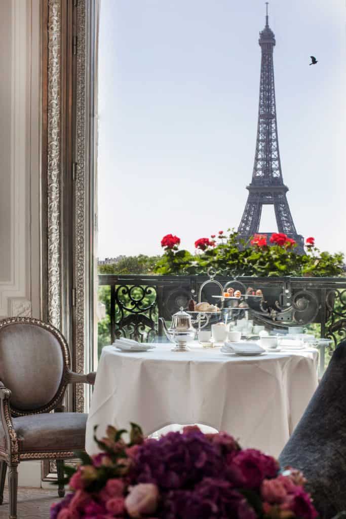 The view of the Eiffel Tower from the Hôtel Plaza Athénée