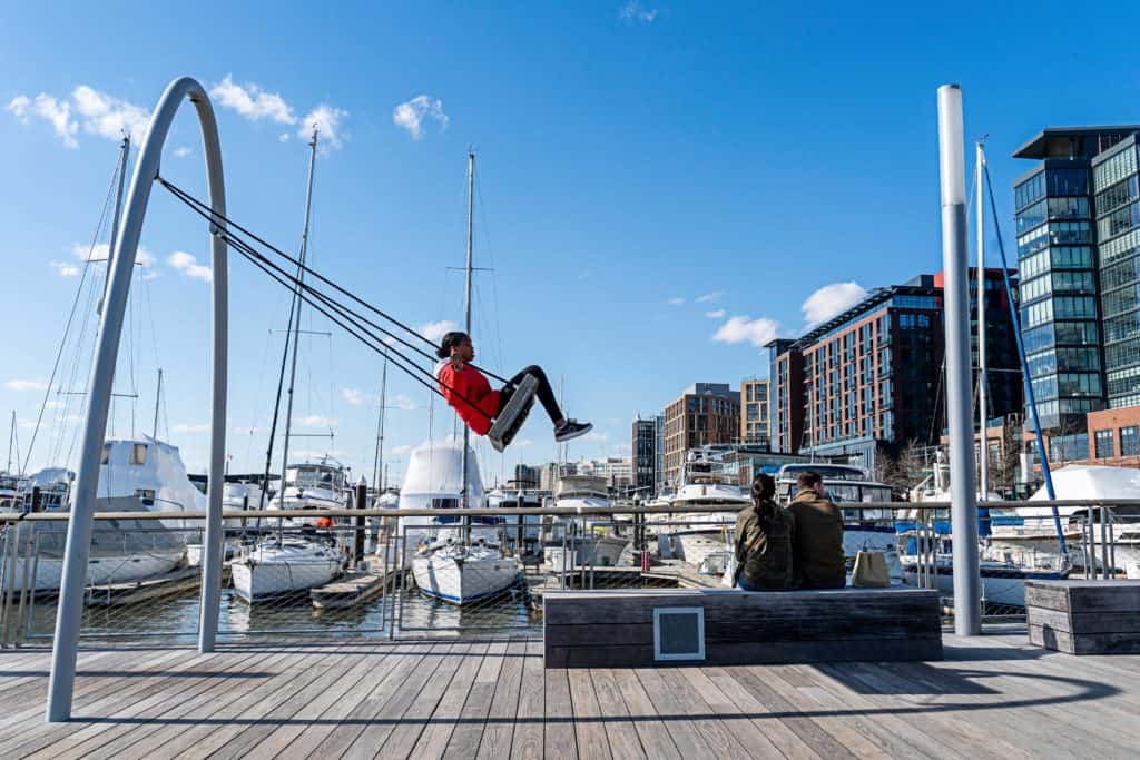 A swing at The Wharf