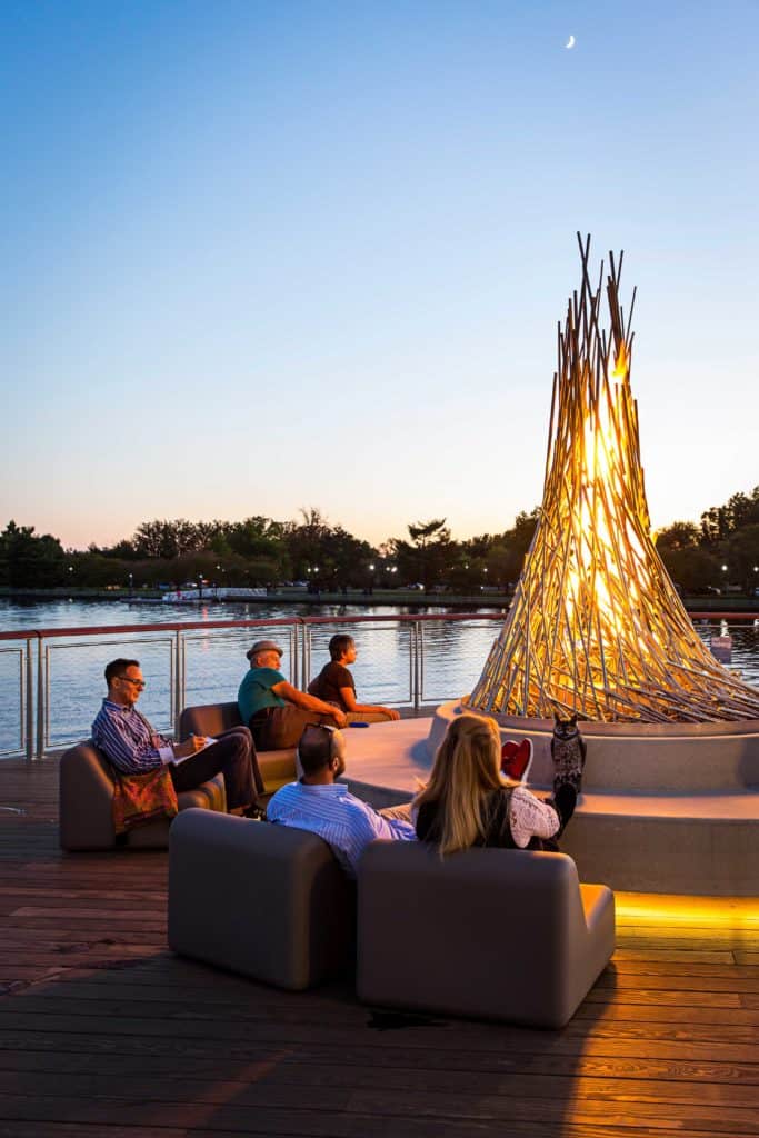 A firepit at The Wharf
