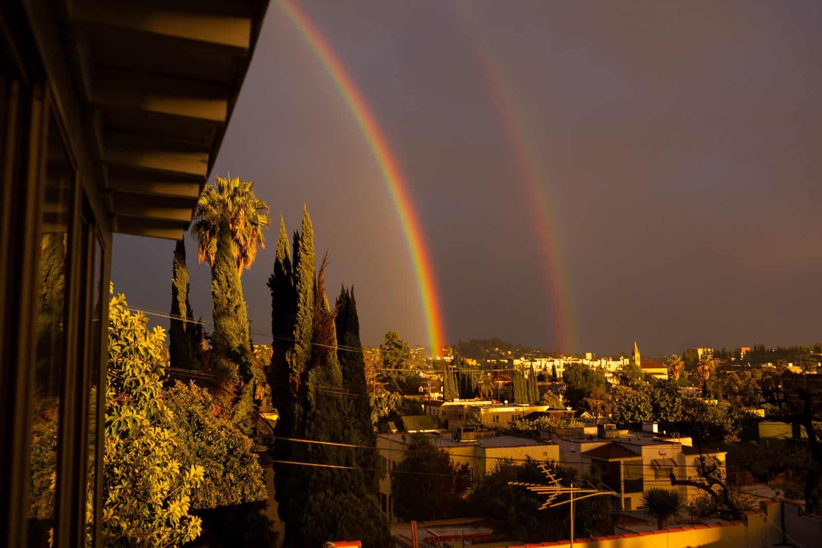 A double rainbow in Los Angeles. 