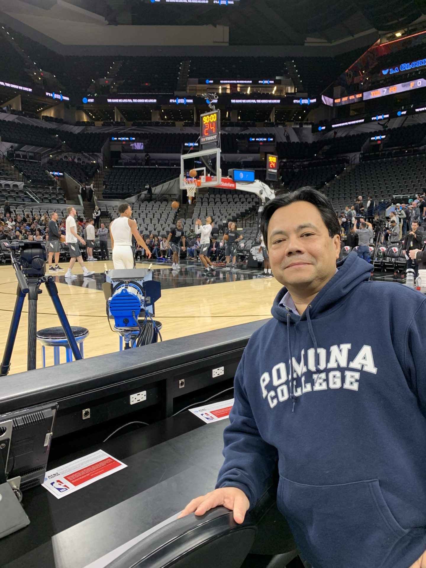 United Airlines frequent flyer Peter Sasaki at a basketball game
