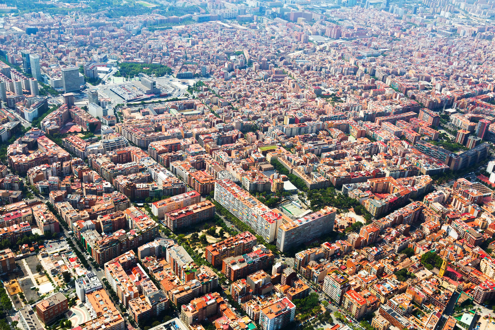 An aerial photo of the Sants district of Barcelona.