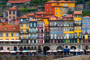Colorful piles on the Porto waterfront